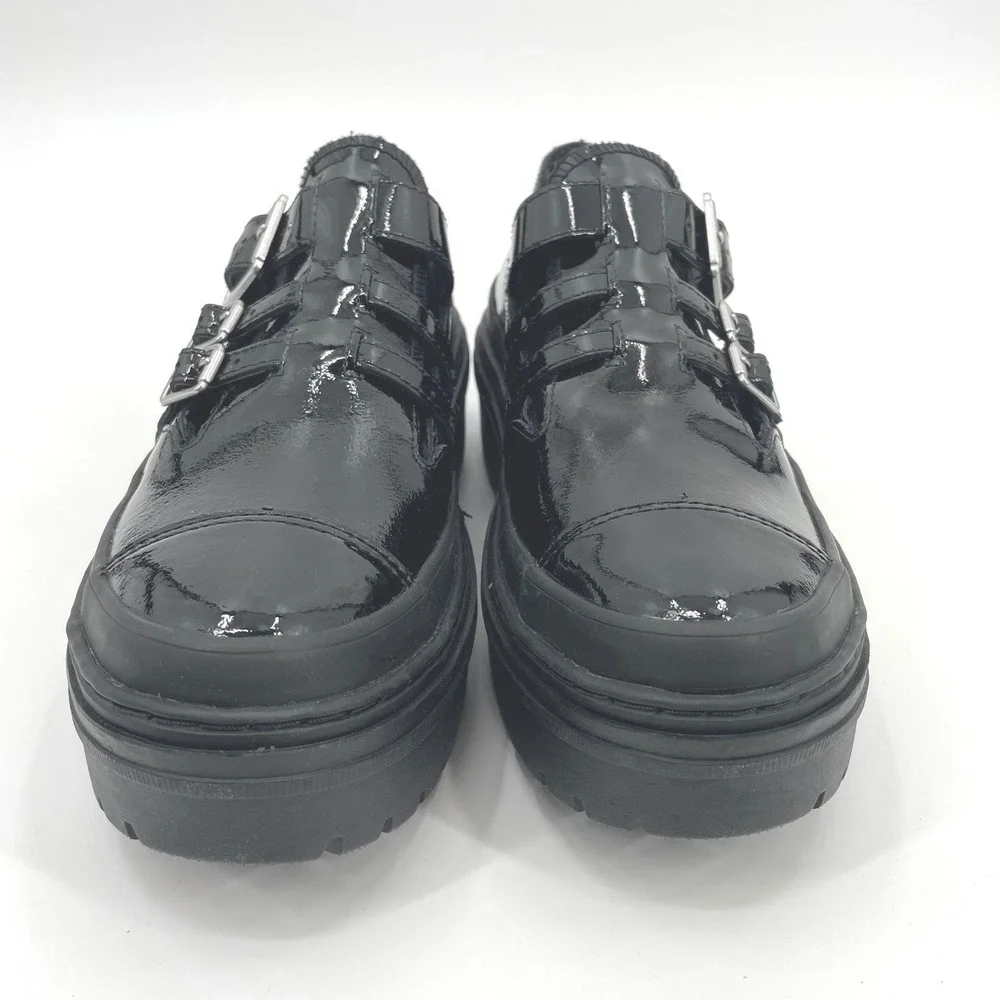 Converse Mary Jane Shoes Womens 7.5 Black Patent Leather Platform Buckle Y2K
